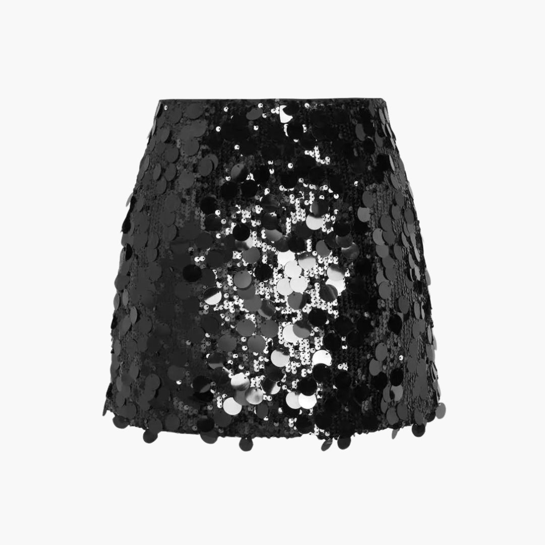 Jupe Mini Femme à Sequins avec Taille Ajustée