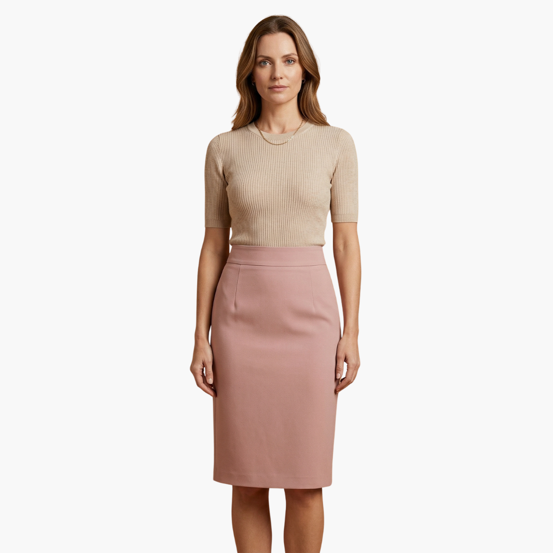 Spódnica midi damska z wysokim stanem i rozcięciem z tyłu