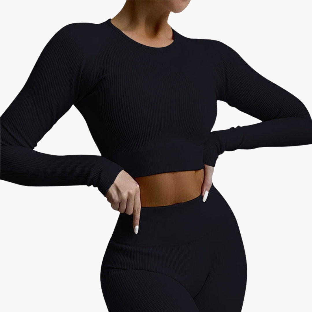 Leggings sportivi da donna con effetto a coste