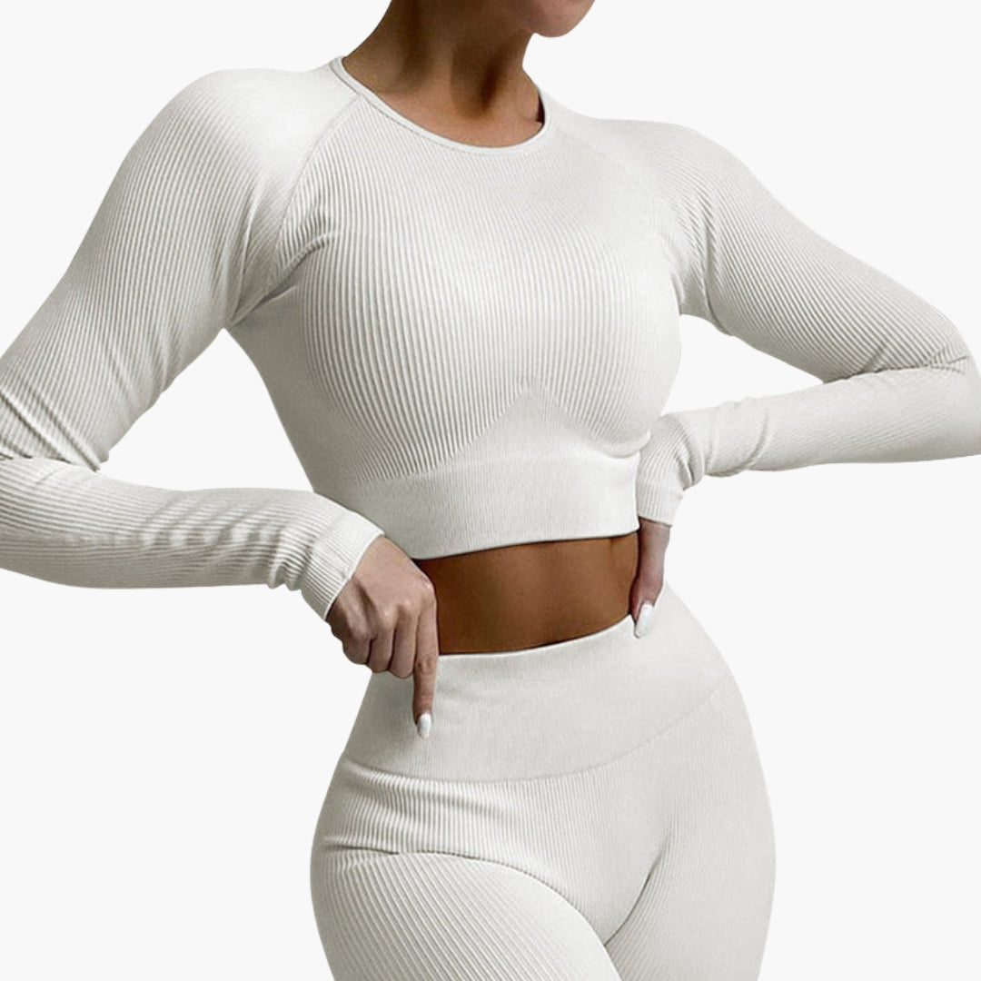 Leggings sportivi da donna con effetto a coste