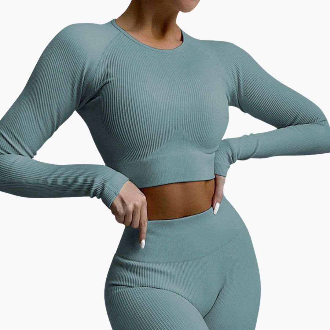 Leggings sportivi da donna con effetto a coste