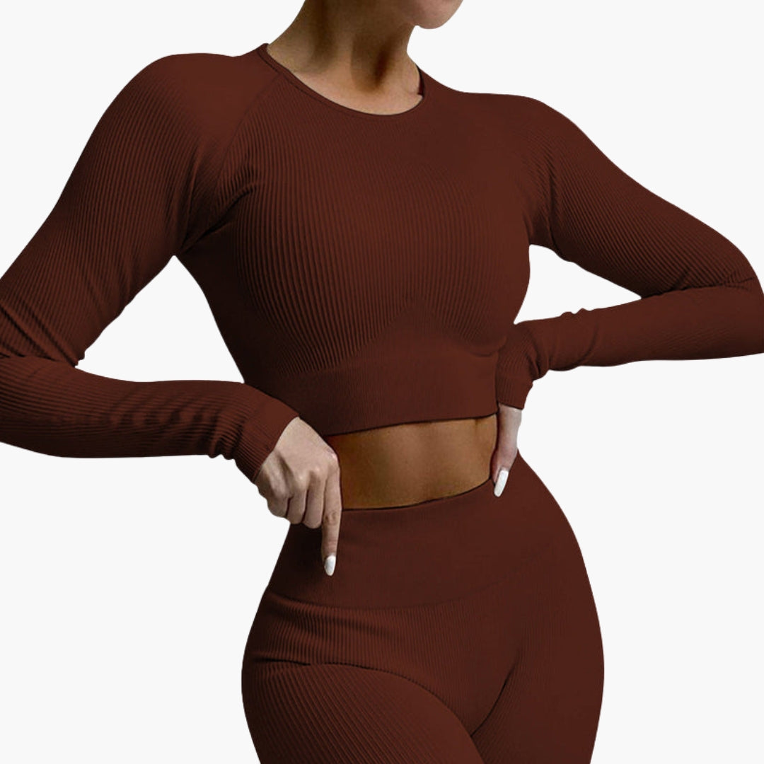 Leggings sportivi da donna con effetto a coste