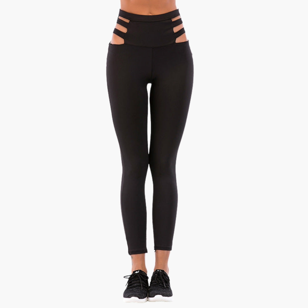 Leggings sportivi da donna a vita alta con inserti laterali
