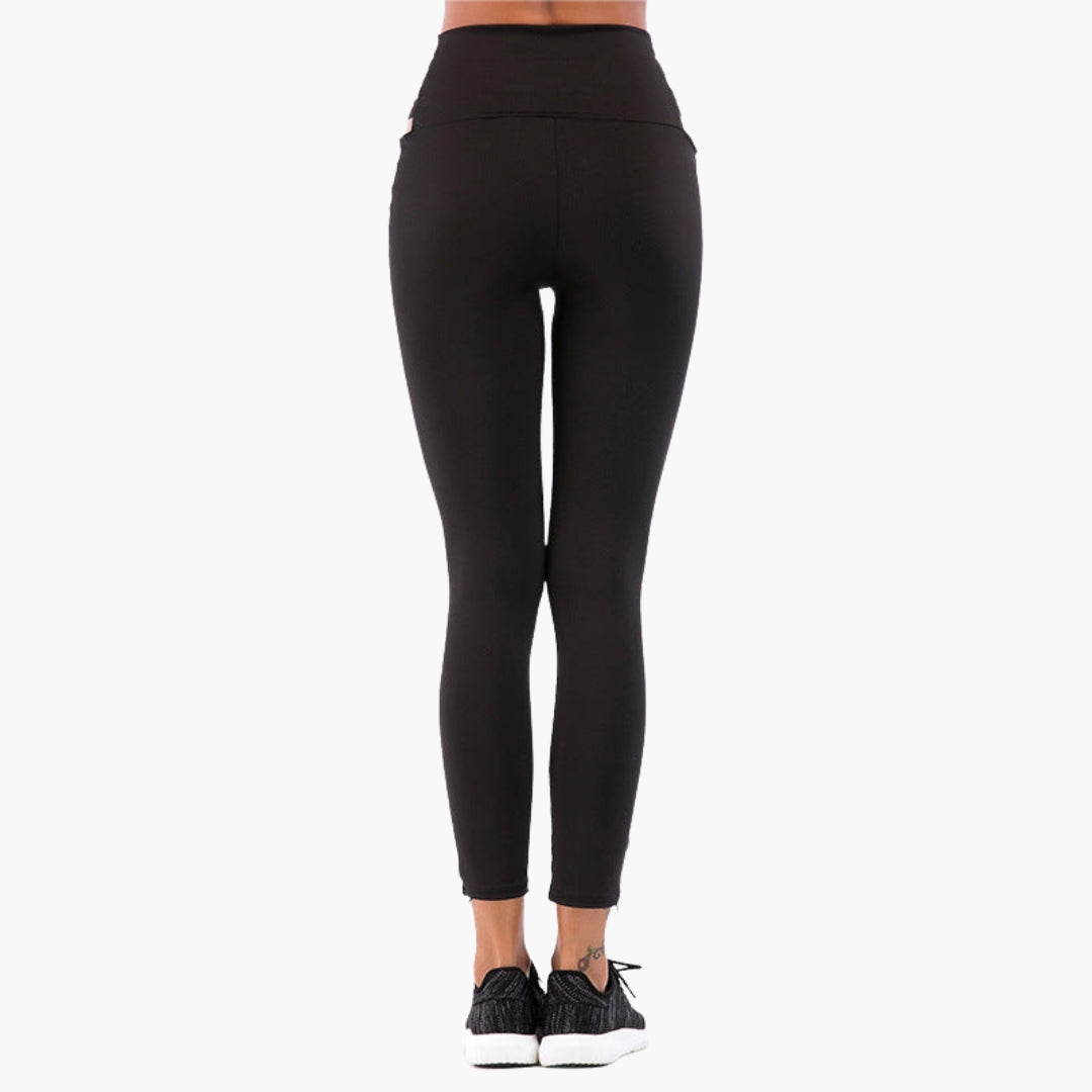 Leggings sportivi da donna a vita alta con inserti laterali