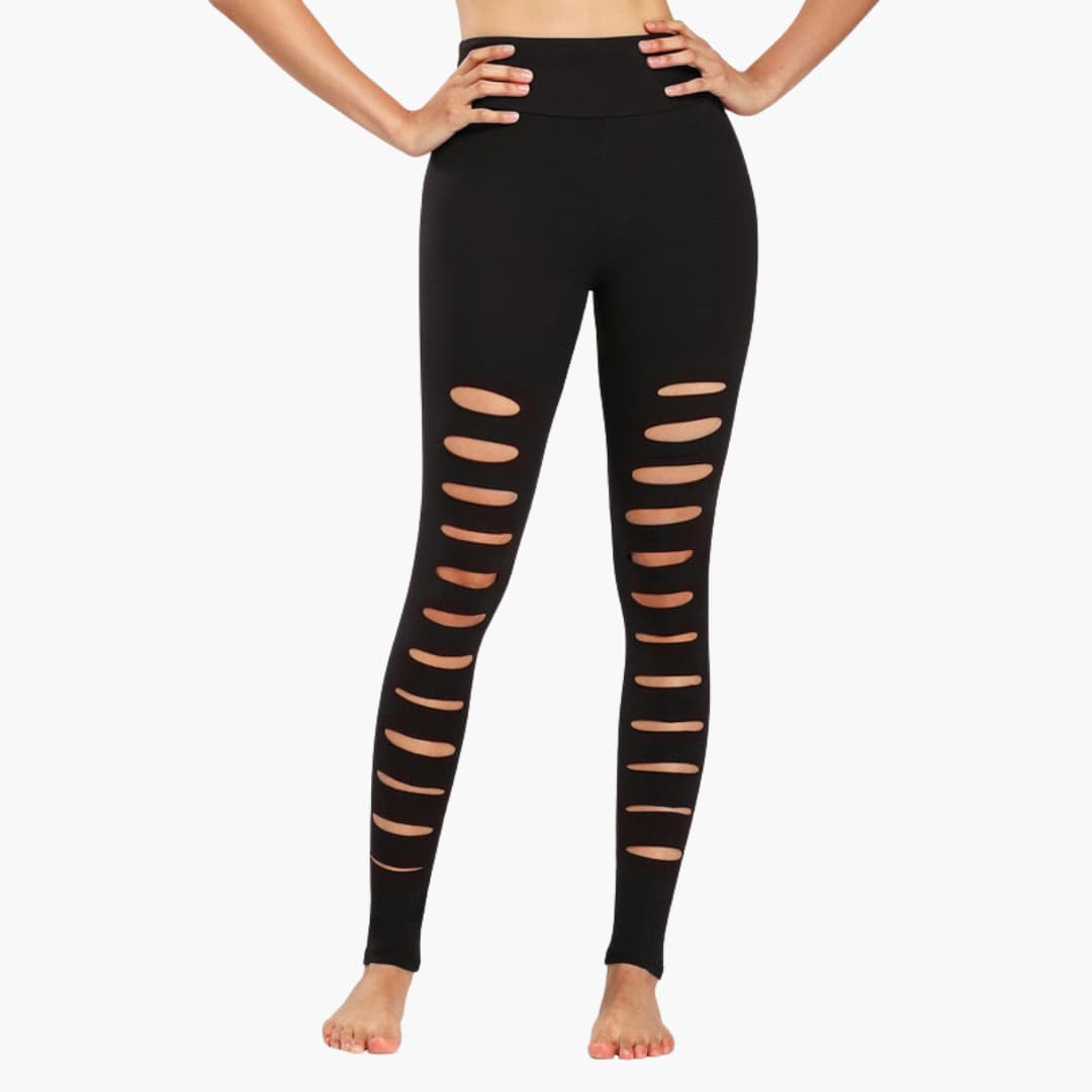 Leggings sportivi da donna a vita alta con dettaglio traforato