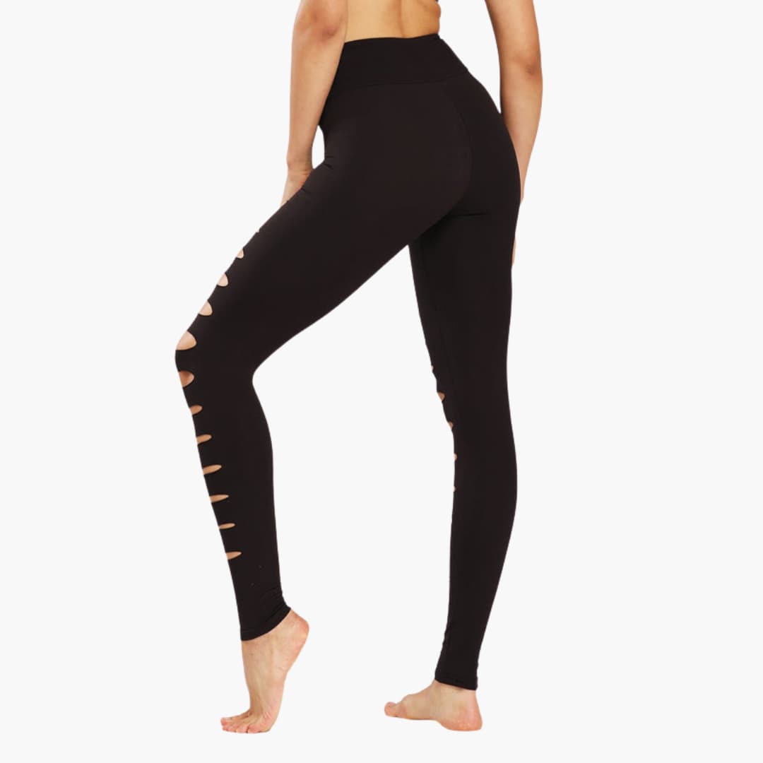 Leggings sportivi da donna a vita alta con dettaglio traforato