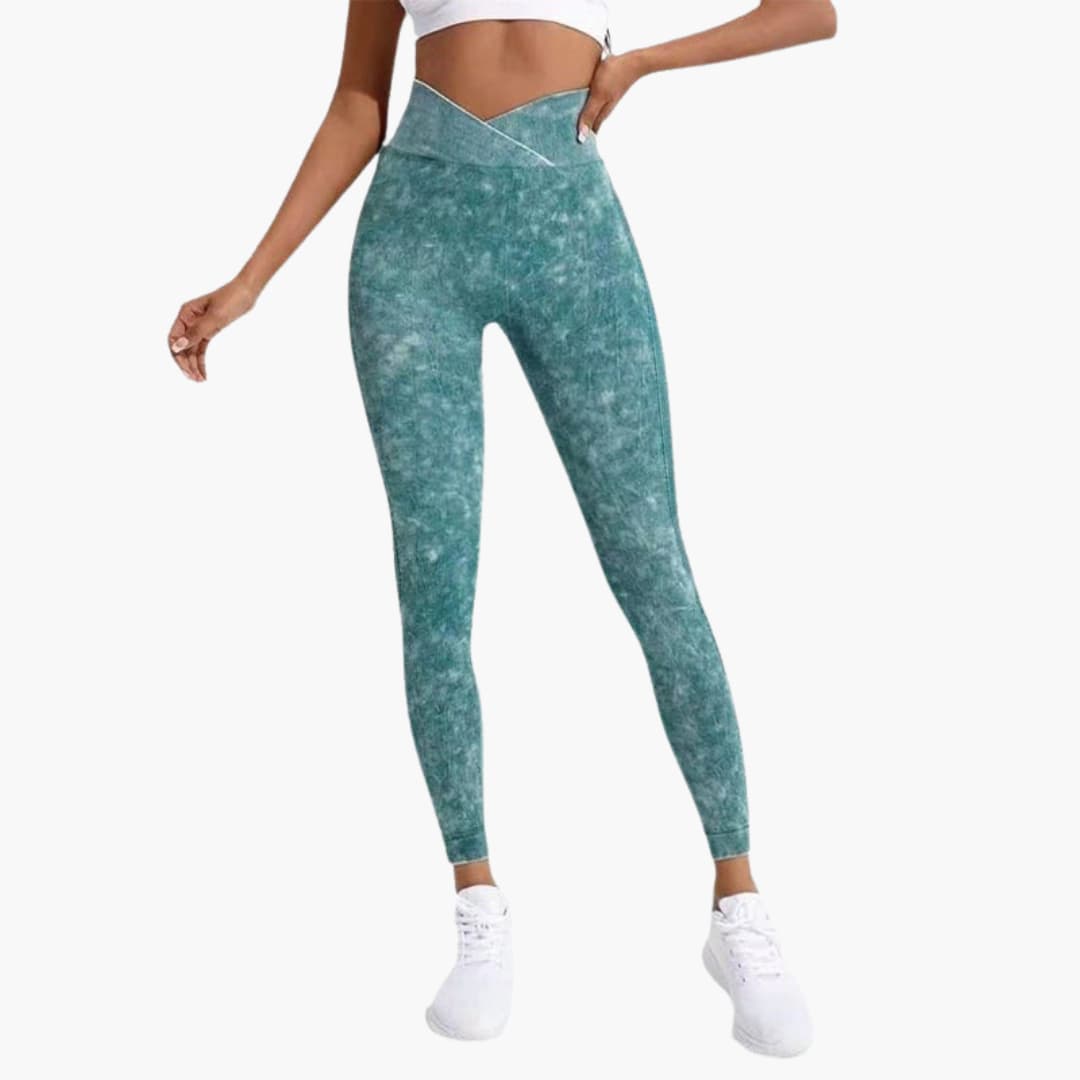 Leggings sportivi da donna a vita alta con fascia elastica e superficie testurizzata