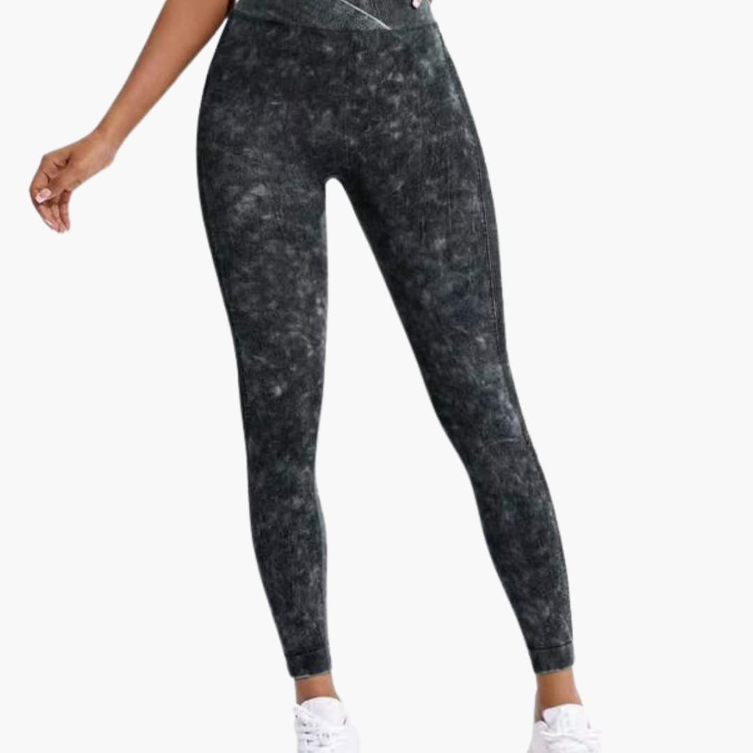 Leggings sportivi da donna a vita alta con fascia elastica e superficie testurizzata