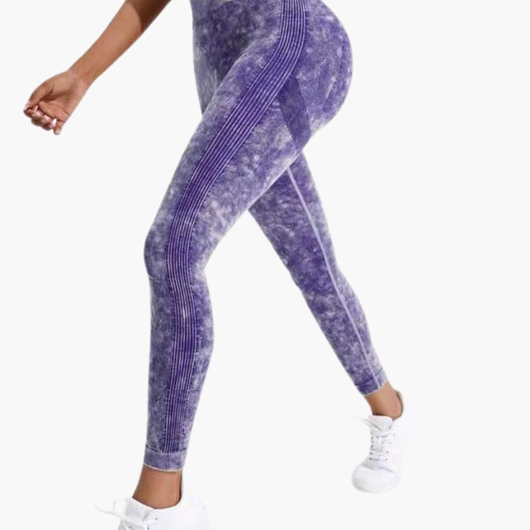 Leggings sportivi da donna a vita alta con fascia elastica e superficie testurizzata