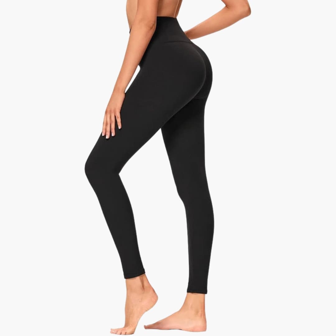 Leggings sportivi da donna a vita alta con superficie tinta unita