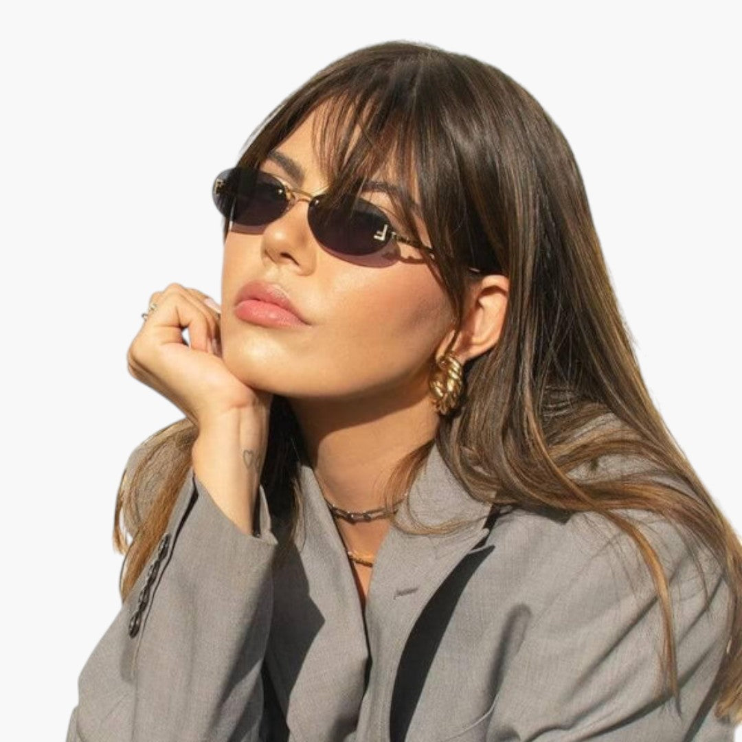 Lunettes de Soleil Femme avec Verres Ovales et Monture Sans Contour
