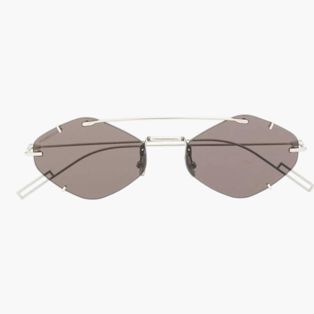 Lunettes de soleil femmes a verres sans monture et forme géométrique