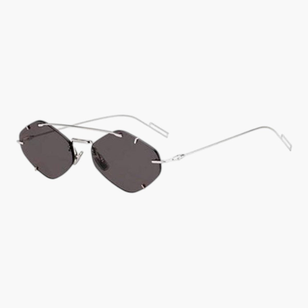 Lunettes de soleil femmes a verres sans monture et forme géométrique