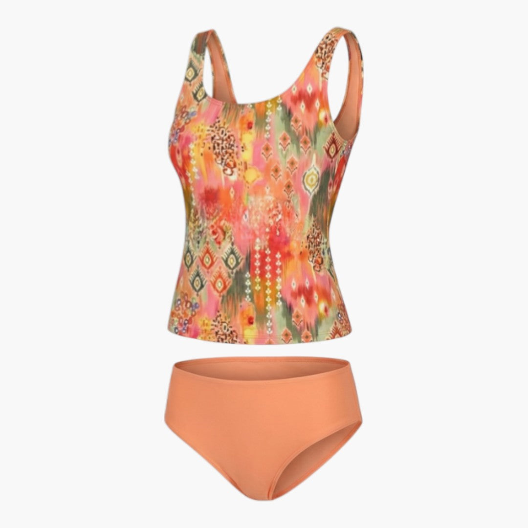 Maillot tankini estampado para mujer con parte superior sin mangas