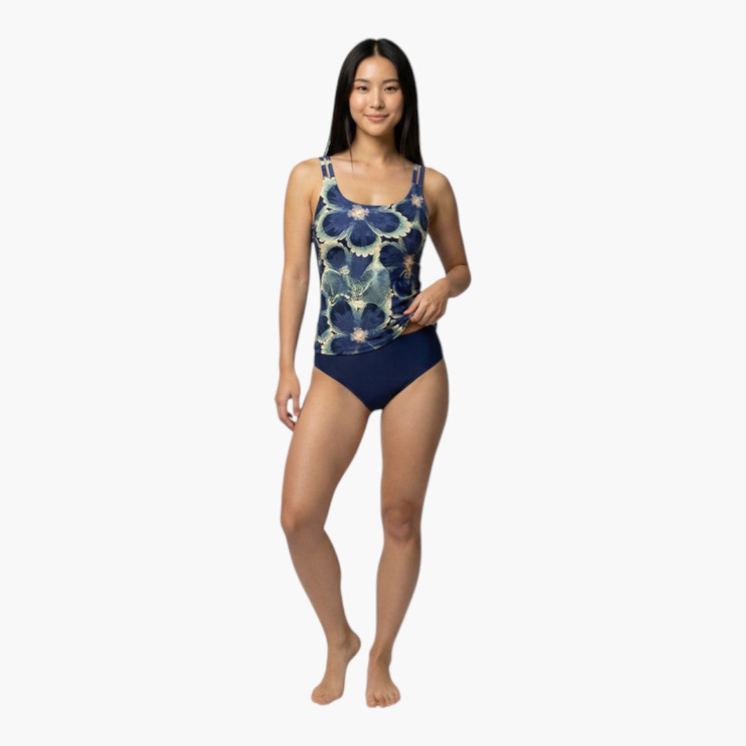 Maillot tankini estampado para mujer con parte superior sin mangas