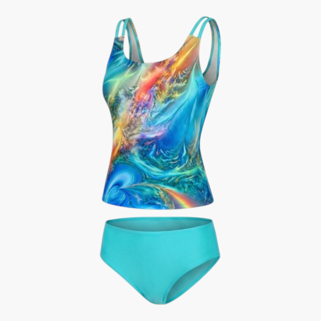 Maillot tankini estampado para mujer con parte superior sin mangas