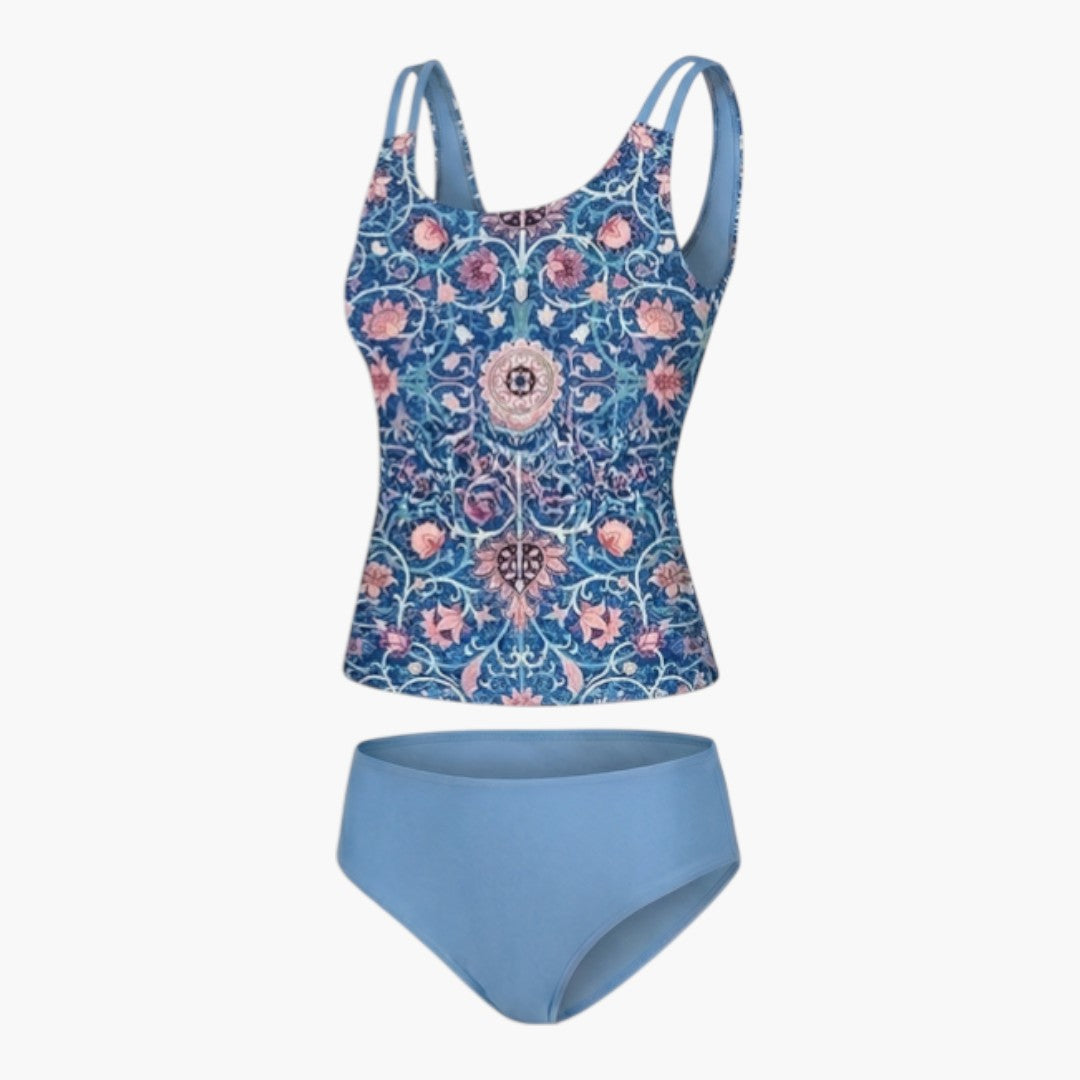 Maillot tankini estampado para mujer con parte superior sin mangas