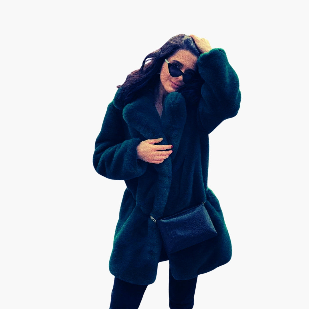 Manteau Femme Imitation Fourrure à Large Col