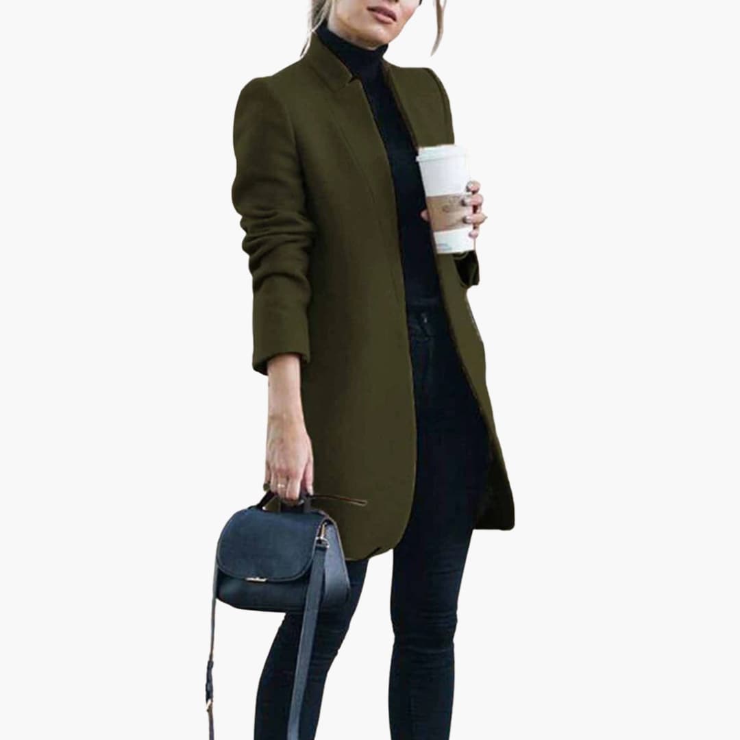 Manteau Femme avec Col à Revers et Ouverture Devant