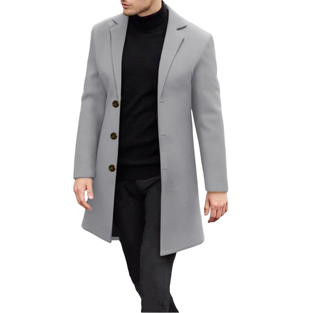 Manteau Long Homme avec Col à Revers