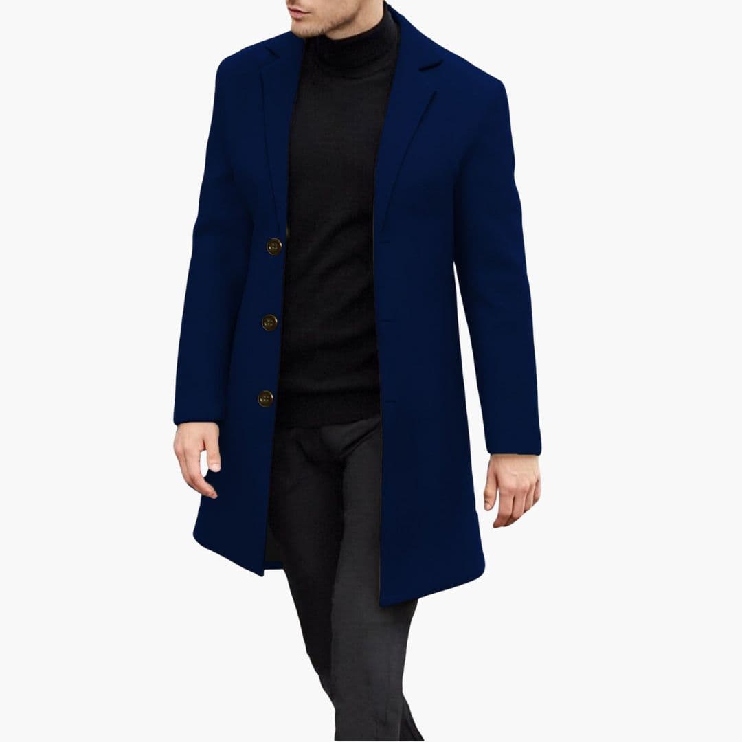 Manteau Long Homme avec Col à Revers