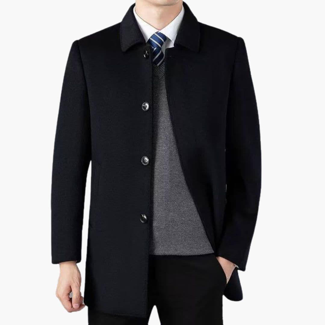 Manteau Long Mi-Saison Homme avec Col Chemise