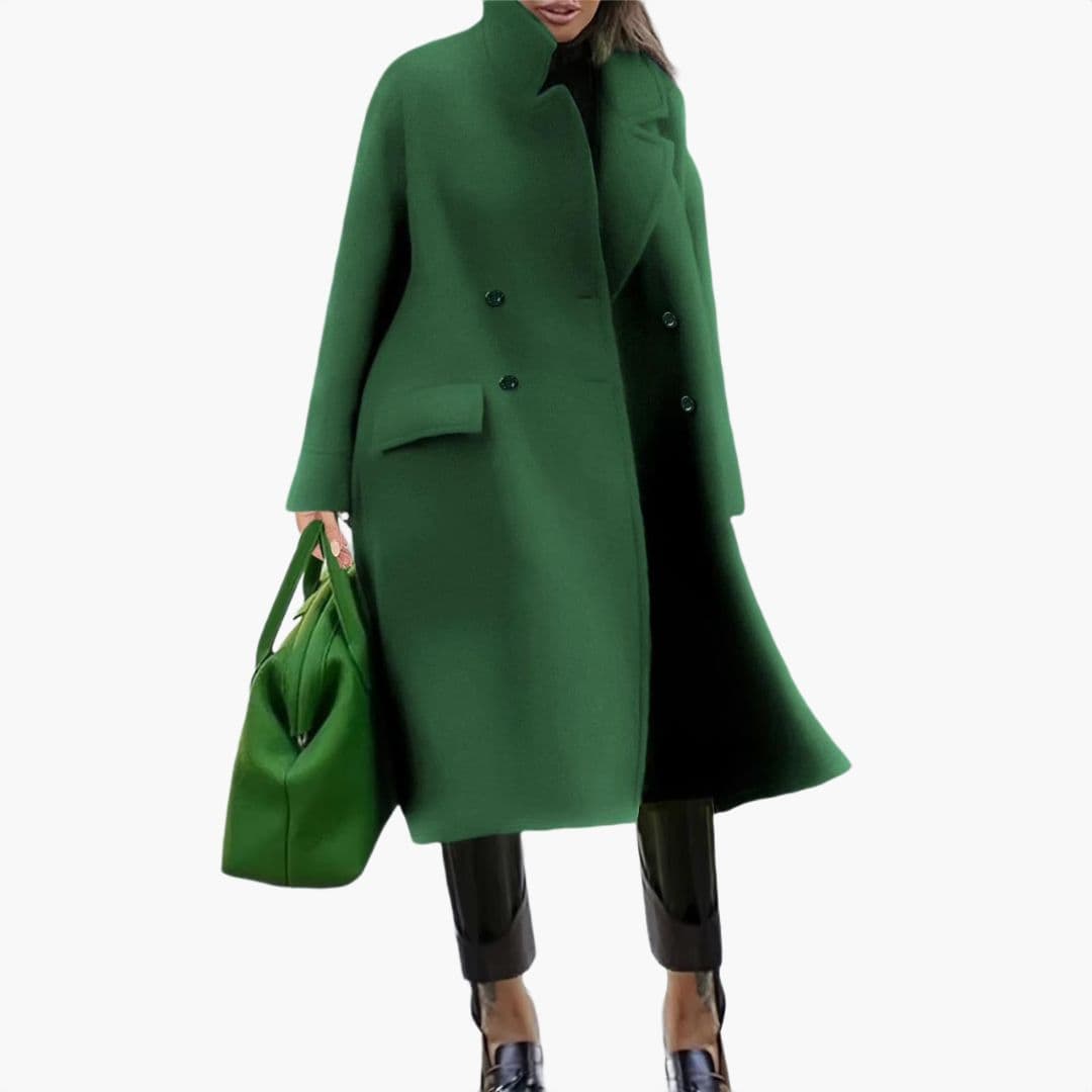 Manteau long pour femme avec boutons sur le devant et col à revers