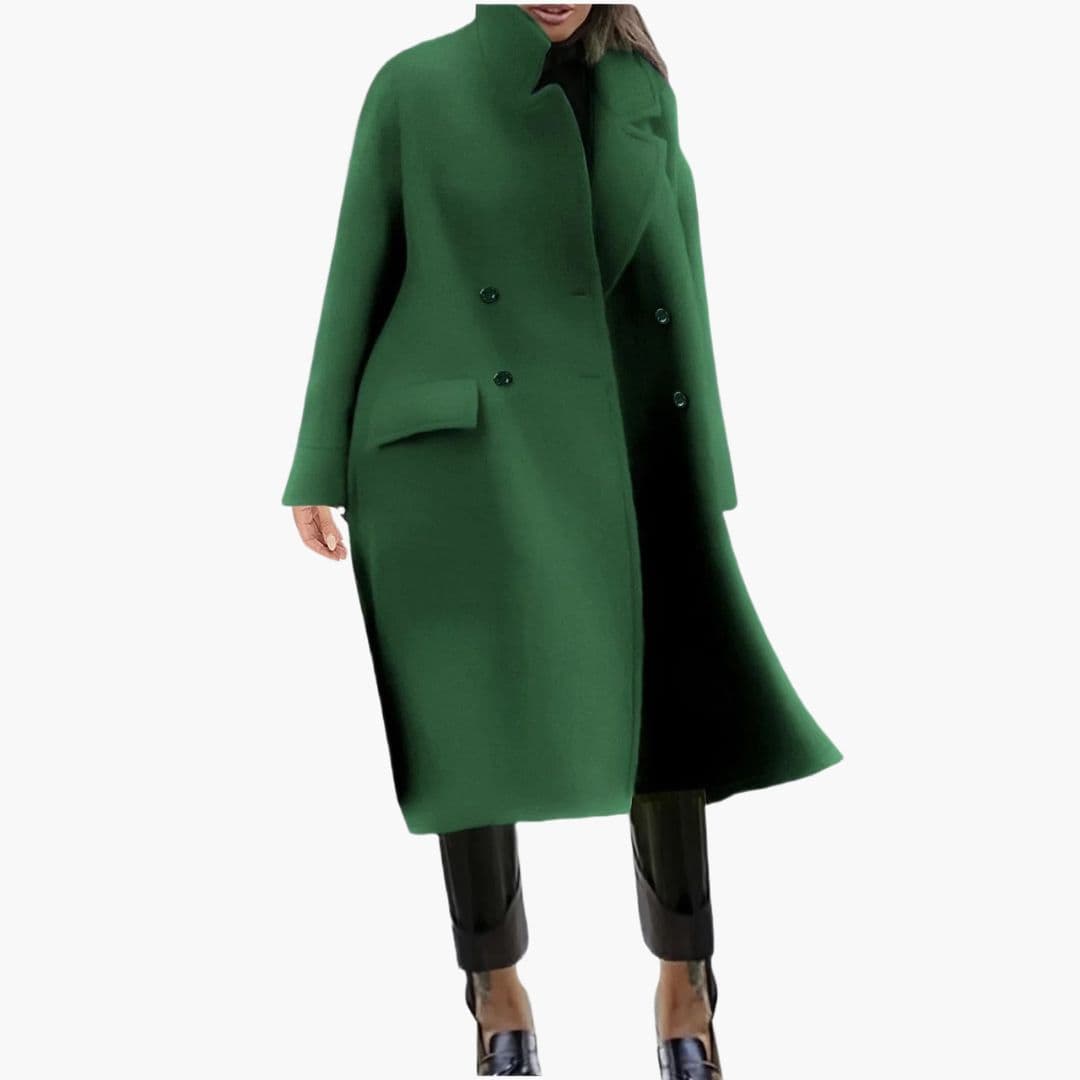 Manteau long pour femme avec boutons sur le devant et col à revers