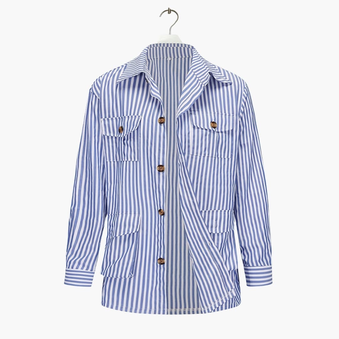 Manteau à rayures pour homme avec col classique et fermeture à boutons