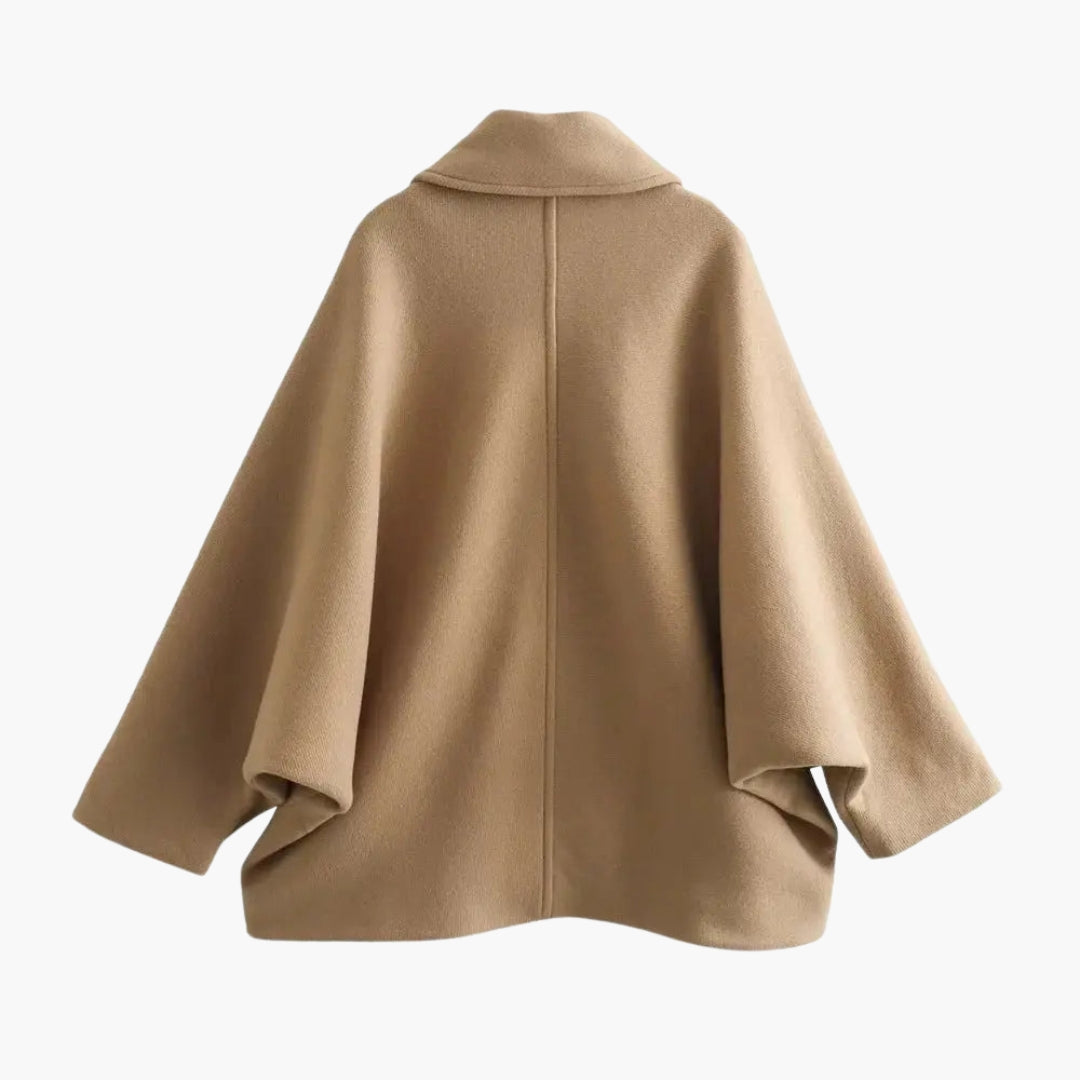Manteau court femme avec col à revers et manches larges