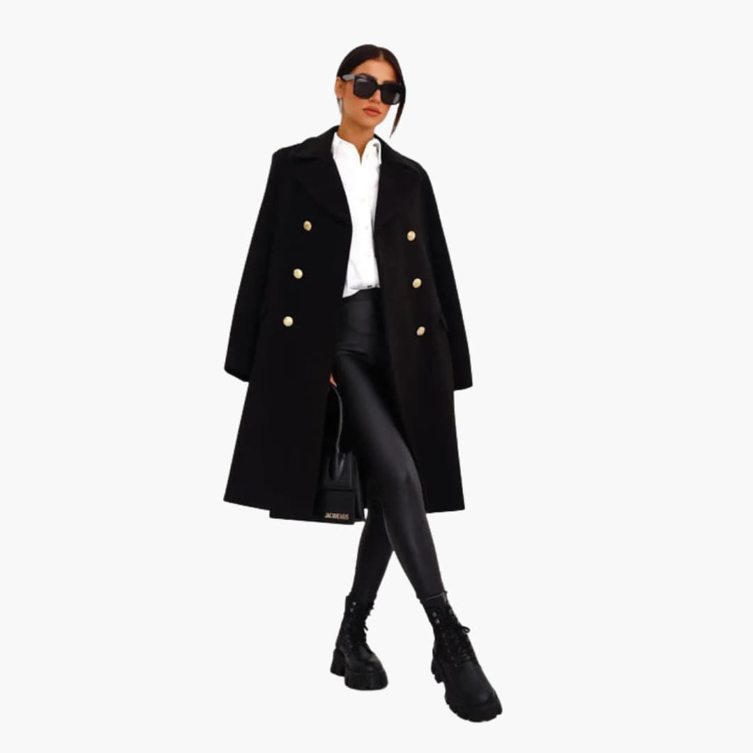 Manteau en laine pour femme à double boutonnage avec coupe élégante