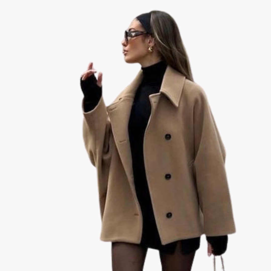 Cappotto donna con bottoni e collo ampio
