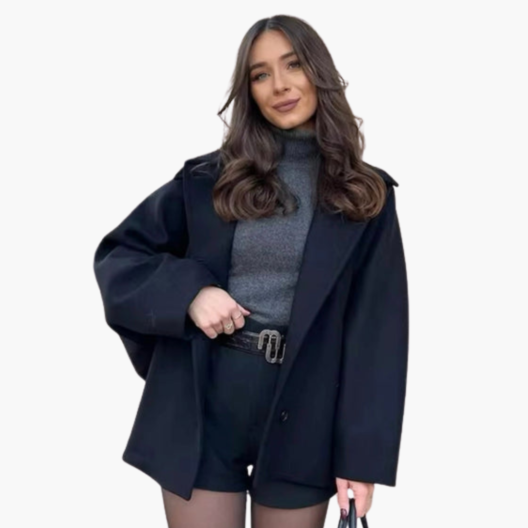 Cappotto donna con bottoni e collo ampio