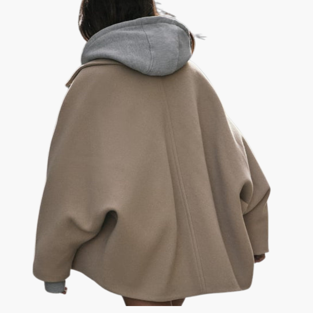 Cappotto donna con bottoni e collo ampio