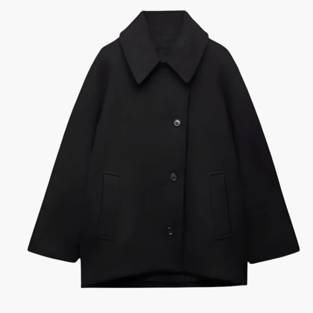 Cappotto donna con bottoni e collo ampio