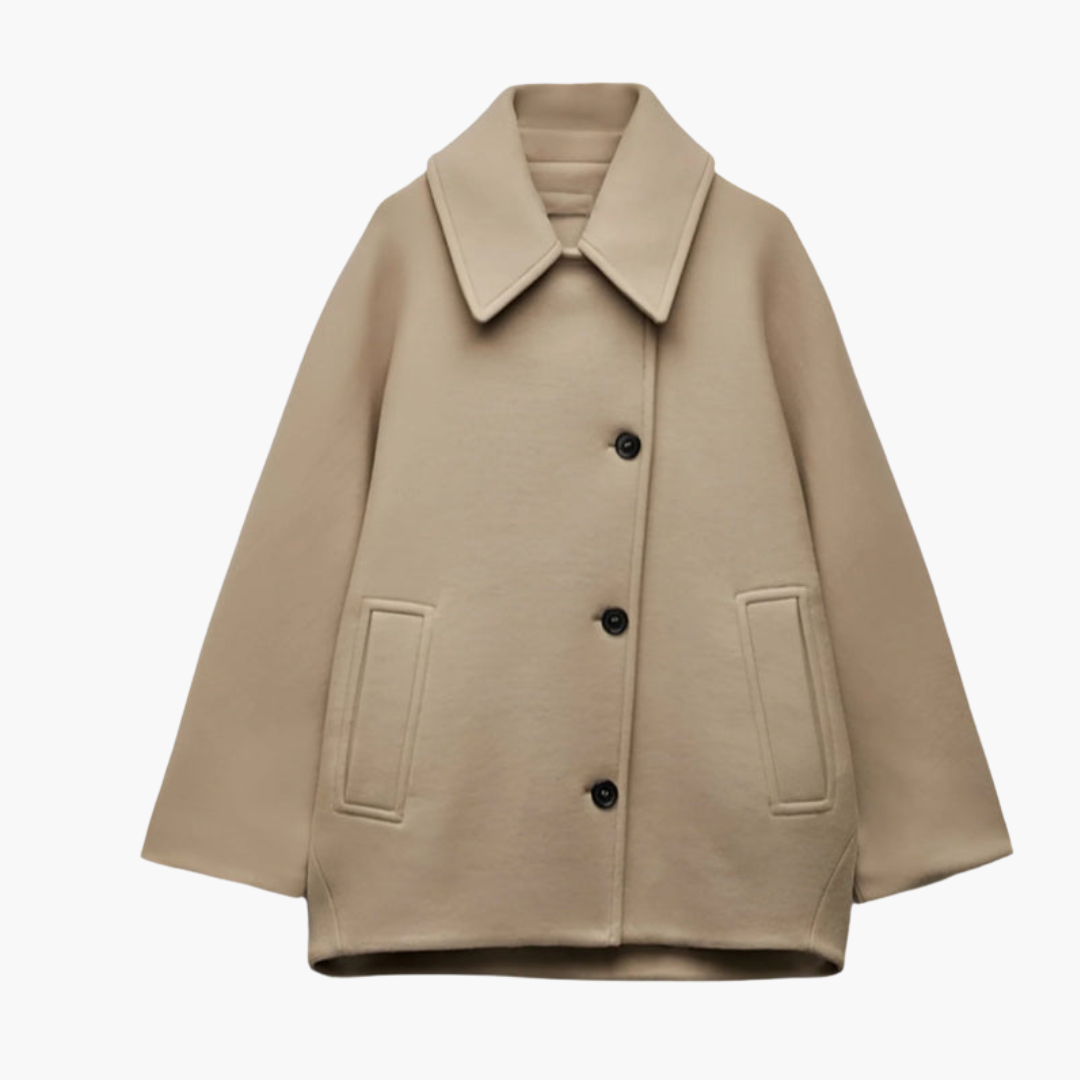 Cappotto donna con bottoni e collo ampio