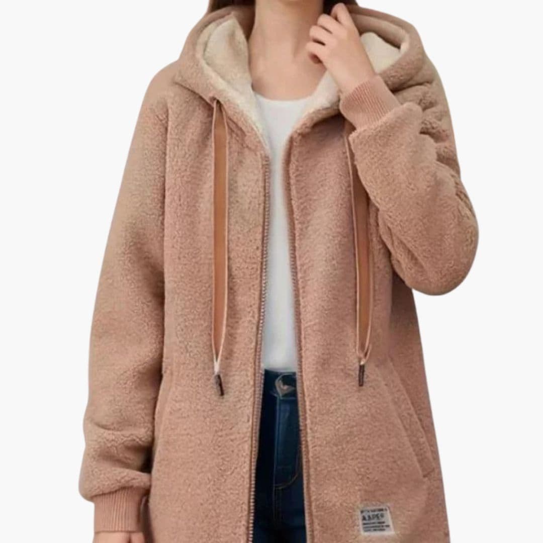 Manteau femme à capuche avec fermeture zippée