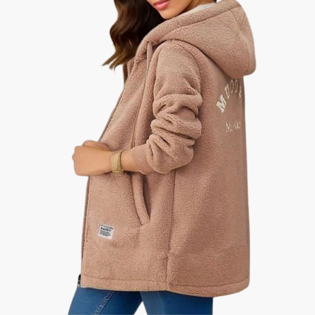 Manteau femme à capuche avec fermeture zippée