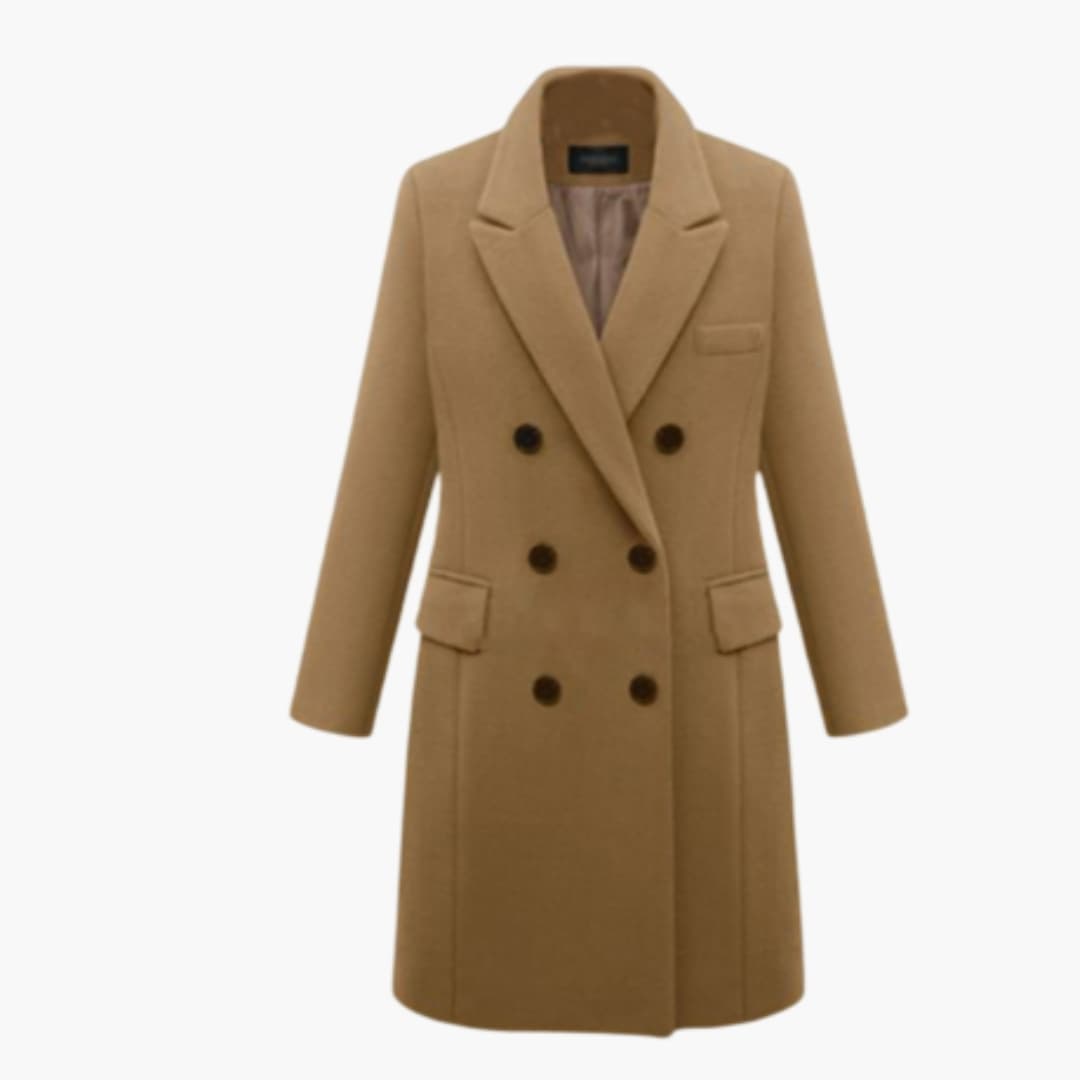 Manteau femme croisé avec col à revers et poches avant