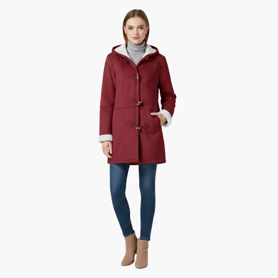 Manteau femme grande taille avec fermoir en corne et poches