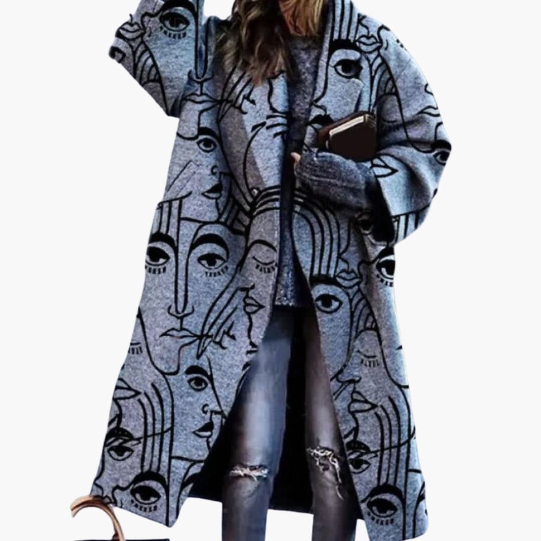 Manteau femme long avec col à revers et poches