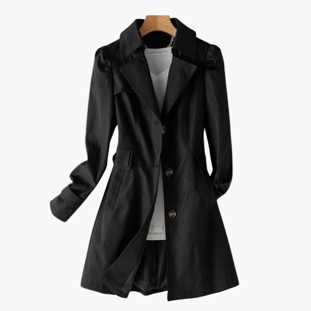 Manteau femme mi-long avec col à revers