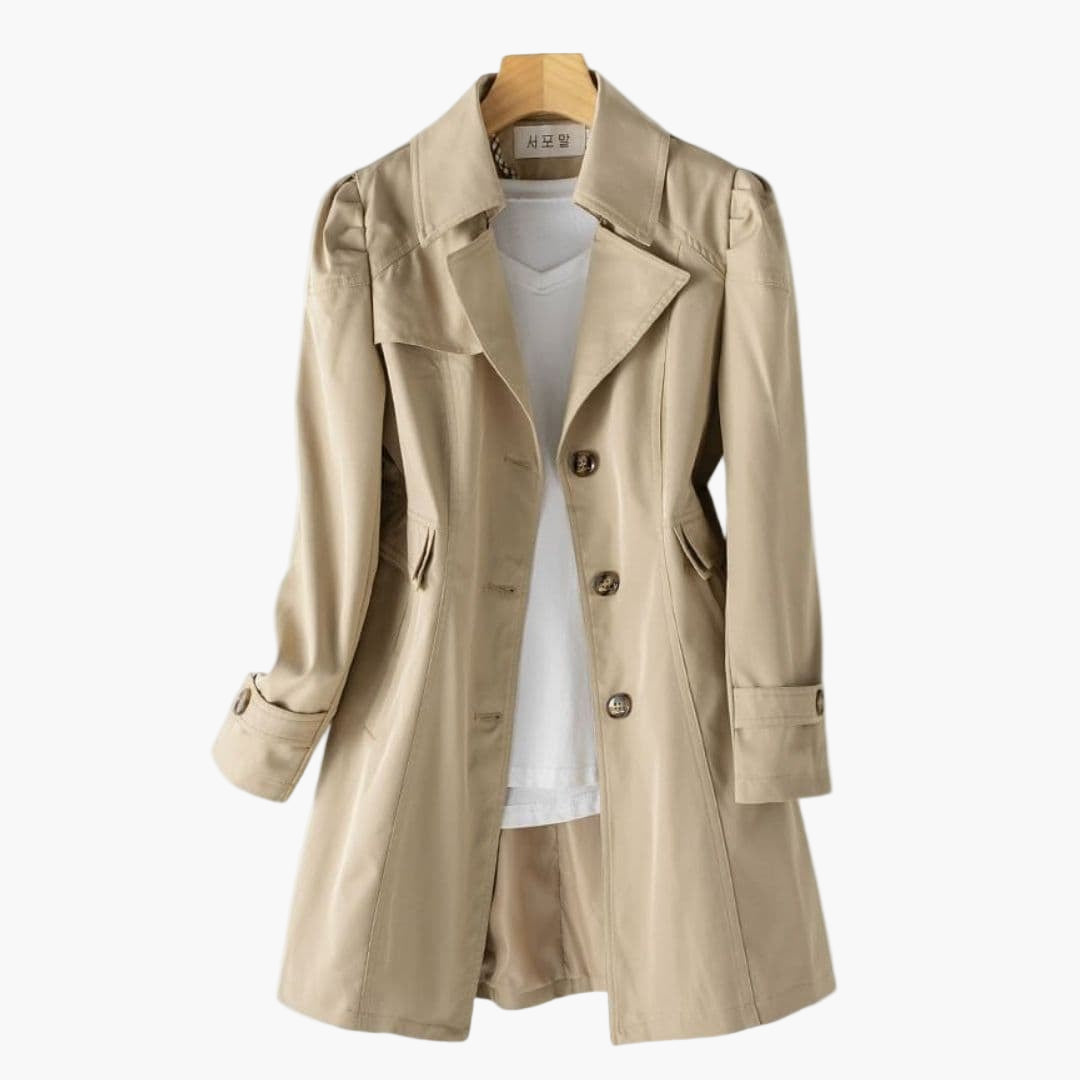 Manteau femme mi-long avec col à revers