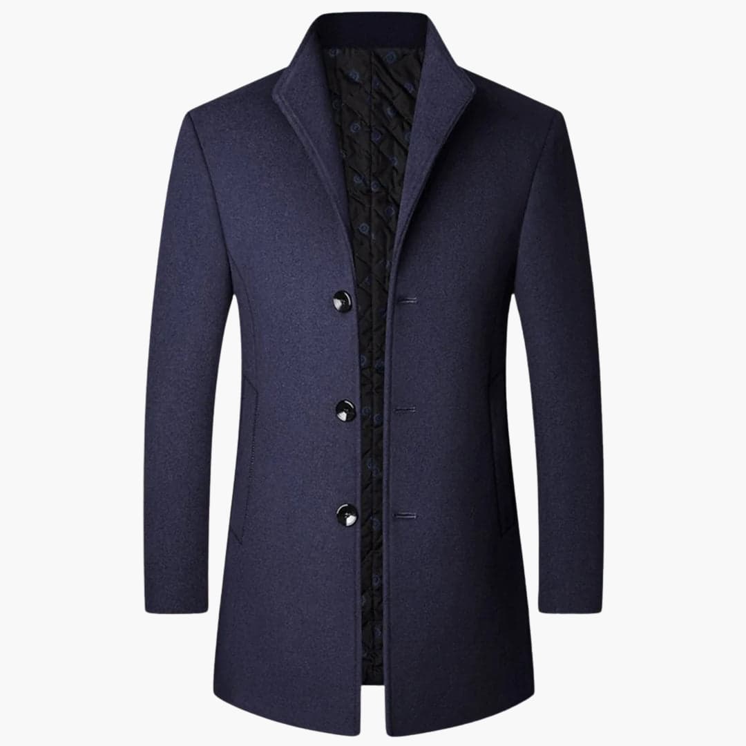 Men's dress coat winter - button closure - side pockets - long sleeves - quilted lining Men's dress coat winter - button closure - side pockets - long sleeves - quilted lining