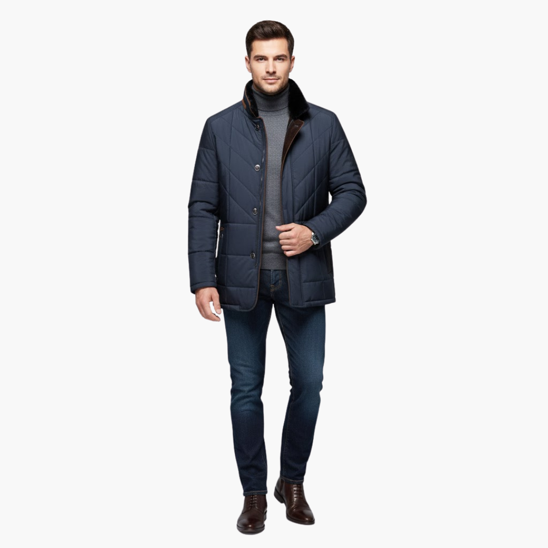 Manteau homme avec col montant et fermeture double