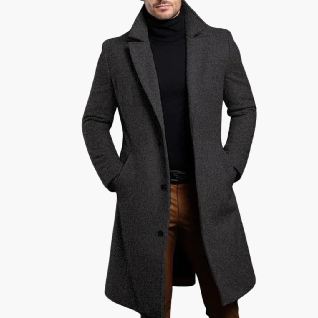 Manteau homme avec col structuré et fermeture boutonnée