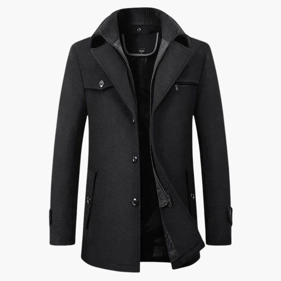Manteau pour homme avec col à revers et fermeture éclair intérieure