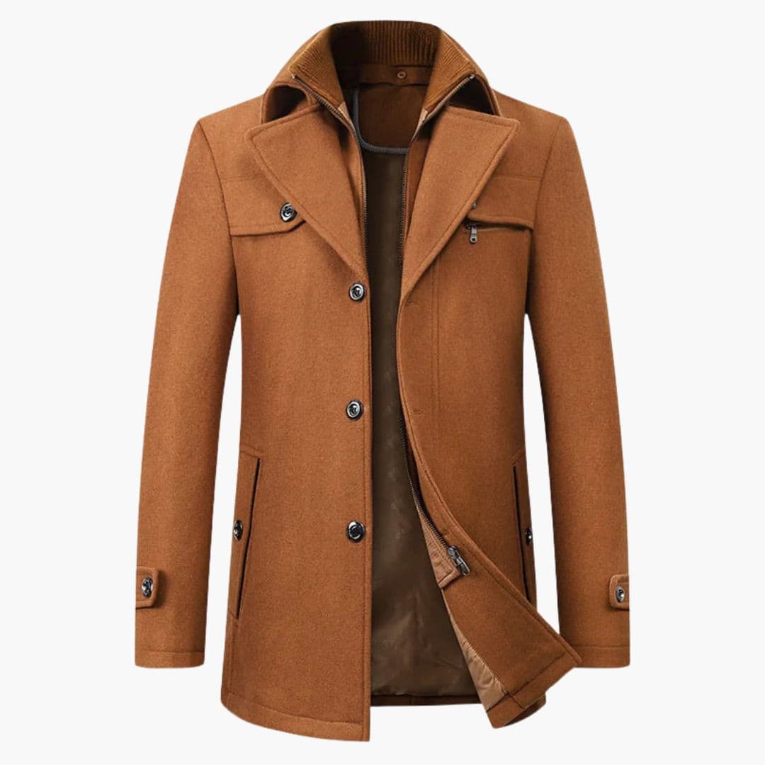 Manteau pour homme avec col à revers et fermeture éclair intérieure