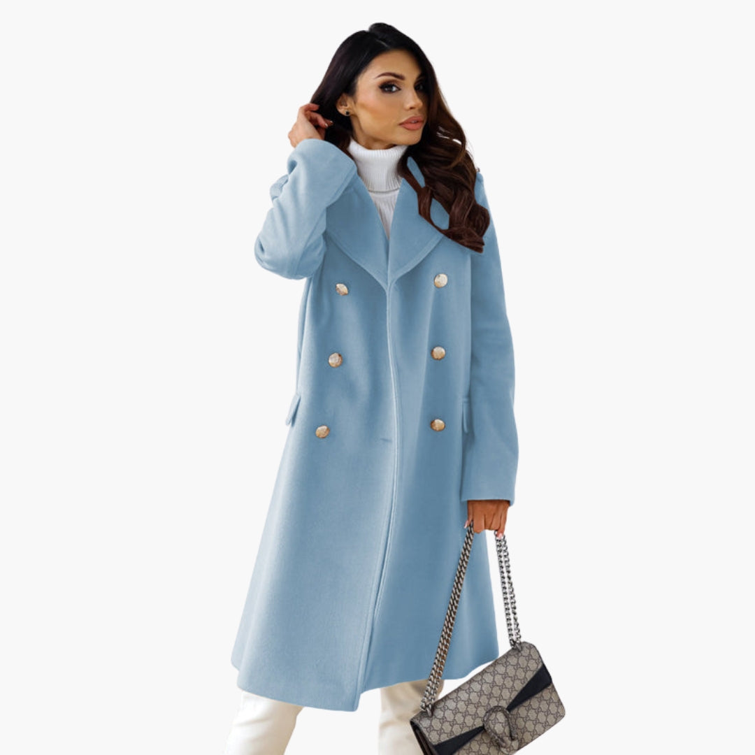 Manteau long femme avec devant croisé