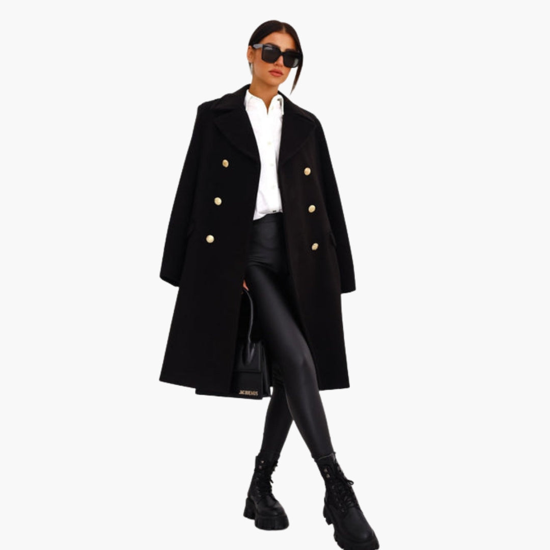 Manteau long femme avec devant croisé